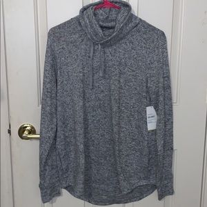 grey turtleneck sweatshirt